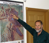 Jim Halfpenny at map of Greater Yellowstone Region